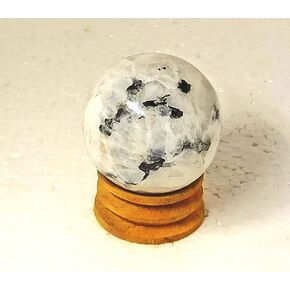 WholesaleGemShop White Rainbow Moonstone 40-45 mm Ball Sphere with Stand Gemstone A+ Hand Carved Crystal Altar Healing Devotional Focus Spiritual Chakra Cleansing Metaphysical in Kuwait