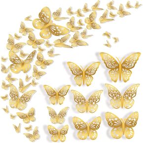 36 Pcs Butterfly Wall Decor, 3 Styles 3 Sizes 3D Rose Gold Butterfly, Wedding & Birthday Party Decorations, Girls Bedroom Decoration in Kuwait