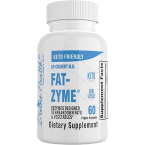 Dr. Colbert's Keto Zone Fat-Zyme - Ketogenic Digestive Enzymes - HIgh Lipase - Vegan & Vegetarian Enzyme - 30 Day Supply - Contains High Quantities of Enzymes That Break Down Veggies & Fats in Kuwait