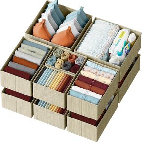 Drawer Organizer Clothes Set of 12 Grey - Dresser Organizer For Nursery, Bedroom, Closet - The Perfect Baby Clothes Organizer and Storage & General Nursery Organization or Dresser Drawer Organizers in Kuwait