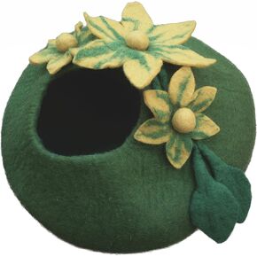 Earthtone Solutions Cat Cave Bed, Unique Green Handmade Felted Wool, Large Covered and Cozy, Also Perfect for Kittens, Original Cat Caves, (Emerald Haven) in Kuwait