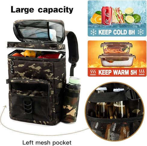 حقيبة ظهر للتخييم - حقيبة تبريد معزولة مقاومة للماء بطابقين - حقيبة غداء شديدة التحمل للرجال والنساء والعمل والسفر والصيد والمشي لمسافات طويلة in Kuwait