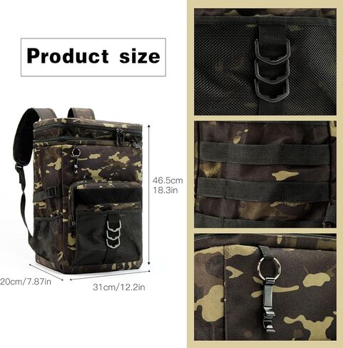 حقيبة ظهر للتخييم - حقيبة تبريد معزولة مقاومة للماء بطابقين - حقيبة غداء شديدة التحمل للرجال والنساء والعمل والسفر والصيد والمشي لمسافات طويلة in Kuwait