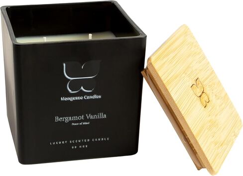 Aromatherapy and Scented Candle, Serenity + Calm (Baltic Amber), Stress Relief and Luxury Container/Bamboo Lid/Home & Bedroom/Gift for Women in Saudi Arabia