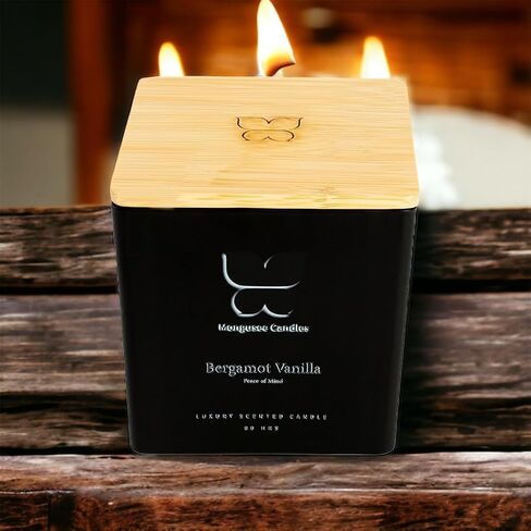Aromatherapy and Scented Candle, Serenity + Calm (Baltic Amber), Stress Relief and Luxury Container/Bamboo Lid/Home & Bedroom/Gift for Women in Saudi Arabia