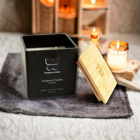 Aromatherapy and Scented Candle, Serenity + Calm (Baltic Amber), Stress Relief and Luxury Container/Bamboo Lid/Home & Bedroom/Gift for Women in Saudi Arabia