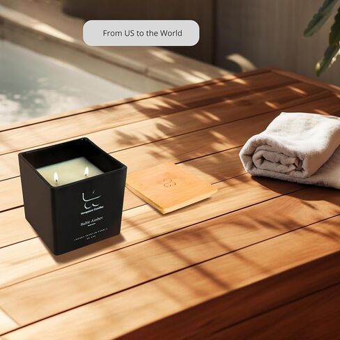 Aromatherapy and Scented Candle, Serenity + Calm (Baltic Amber), Stress Relief and Luxury Container/Bamboo Lid/Home & Bedroom/Gift for Women in Saudi Arabia