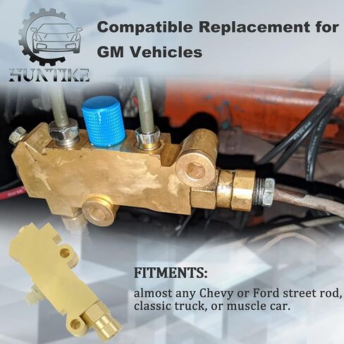 Huntike PV2 صمام نحاسي متناسب، قرص/أسطوانة قرص أمامي، فرامل خلفية متوافقة مع GM Street Rod Classic Car & Truck - الجزء # PV2 172-1353 PV71 مجموعة صمامات التناسب in Kuwait