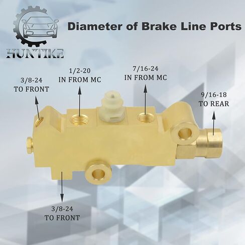 Huntike PV2 صمام نحاسي متناسب، قرص/أسطوانة قرص أمامي، فرامل خلفية متوافقة مع GM Street Rod Classic Car & Truck - الجزء # PV2 172-1353 PV71 مجموعة صمامات التناسب in Kuwait