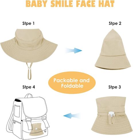 Toddler Sun Hat Baby Sun Hat Toddler Bucket Hat UPF 50+ Baby Girl Boy Sun Hat Smileing Face Sun Hat for Toddler in Kuwait
