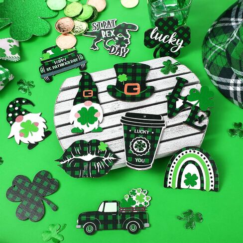24 Pcs Valentine's Day Ornaments Wood Gnome Heart Truck Buffalo Plaid Valentine's Day Decorations Valentine's Day Ornaments Wooden Decor Valentine's Day Hanging Sign for Tree Door Fireplace Party in Saudi Arabia