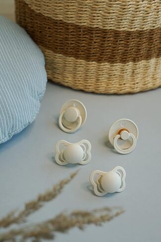 BIBS Pacifiers 6-18 Months | 4-Pack Soothers | BPA-Free Symmetrical Nipple | Made in Denmark | Ivory Try-It Collection in Saudi Arabia