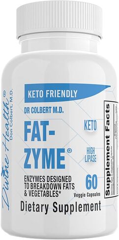 Dr. Colbert's Keto Zone Fat-Zyme - Ketogenic Digestive Enzymes - HIgh Lipase - Vegan & Vegetarian Enzyme - 30 Day Supply - Contains High Quantities of Enzymes That Break Down Veggies & Fats in Kuwait