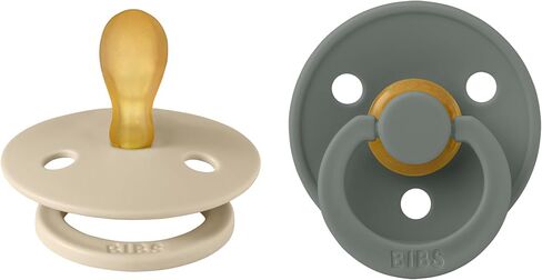 BIBS Pacifiers 0-6 Months | Colour Collection 2-Pack | BPA-Free Symmetrical Natural Rubber Nipple | Made in Denmark | Vanilla/Pine Color Pacifier in Saudi Arabia