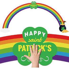 St. Patrick's Day Large Rainbow Cardboard Cutout Happy St. Pat's Jumbo Decoration Decorative Shamrock Clover Gold Pot Coin Rainbow Cardboard Wall Decal Stickers for Home Decorations in Saudi Arabia