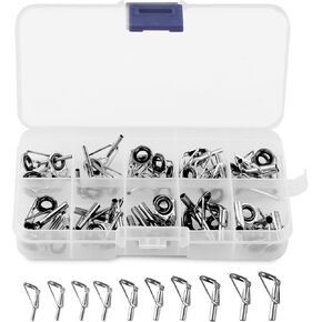 50 جهاز كمبيوتر شخصى 10 أحجام طقم إصلاح نصائح قضيب الصيد استبدال عدة، Restoo الثقيلة الفولاذ المقاوم للصدأ مقاومة للاهتراء السيراميك أدلة حلقة قضيب الصيد نصائح استبدال عدة الثقوب القطب، 50 جهاز كمبيوتر شخصى in Kuwait