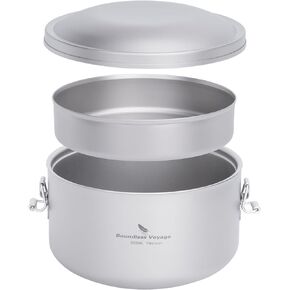 Boundless Voyage 900ml Titanium Canteen Mess Kit with Lid Double-Layer Not Insulated Salad Instant Noodle Bowl Portable for 1 Person Outdoor Camping Household Travel Ti1095T in Kuwait