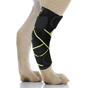 PETNEDO Dog Canine Rear Leg Hock Joint Brace for Medium and Large Dog, Compression Wrap with Straps & Metal Spring Strips Protects Wounds, Heals, Prevents Injuries and Sprains from Arthritis-L