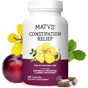 Matys Constipation Relief Capsules, Botanical Herbal Laxative Relieves Constipation, Promotes Smooth Bowel Movement & Gut Health, Safe & Effective for Adults & Kids 12 Years +, 20 Vegetarian Capsules in Kuwait