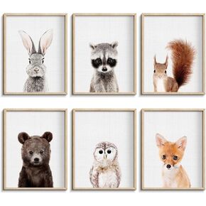 Set of 6 Baby Safari Nursery Wall Decor - Picture Cute Animal Wall Prints on Canvas, under 20 dollars gifts for Baby Boys and Girls Room, UNFRAMED Wall Art(8 x 10 inch) in Kuwait