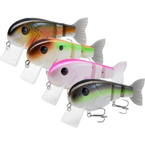 BASSROCK Topwater Fishing Lures for Bass Pike Salmon Floating Swimbait Jointed Crankbait Freshwater Saltwater 4.9in/1.76oz RK1001