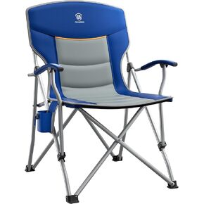 كرسي تخييم قابل للطي من أي وقت مضى مع حامل أكواب وذراع مبطن رباعي، إطار فولاذي قابل للطي خارجي كبير الحجم وشديد التحمل يدعم 300 رطل in Kuwait