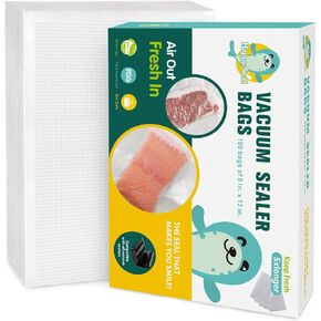 أكياس هابي سيل مانعة للتسرب، 100 لتر، 8 × 12 بوصة، أكياس تخزين الطعام مسبقة القطع، ختم وجبة، خالية من البيسفينول أ، شديدة التحمل، درجة تجارية، فيديو رائع in Kuwait