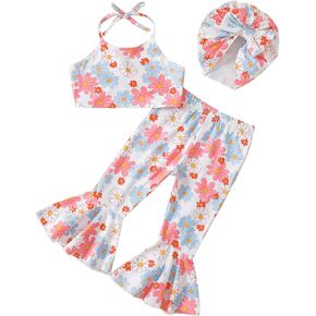 ملابس GRNSHTS للأطفال البنات ملابس علوية قصيرة مطبوعة بالزهور + سراويل مضيئة ملابس سفلية صيفية للفتيات الصغيرات in Kuwait