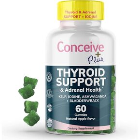 CONCEIVE PLUS دعم الغدة الدرقية - دعم الغدة الدرقية مع اليود وعشب البحر والأشواغاندا وBladerwrack - غير معدل وراثيًا، 60 قطعة تكفي لمدة 30 يومًا in Kuwait