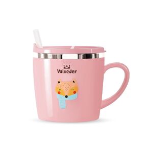Kids Baby Toddler Cups Mug Sippy Learning Trainer Cup for Milk Coffee Hot Chocolate Stainless Steel Trainer Straw Cup with Lid, Rabbit, 7oz/Peacock pink in Kuwait