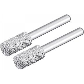 uxcell Diamond Mounted Points 60 Grit 10.5mm Brazed Grinder Cylinder Head Grinding Rotary Bit Marble Stone Carving Tool 2pcs
