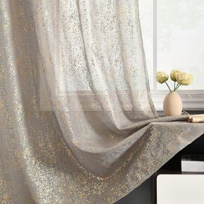 TERLYTEX Silver Sheer Curtains 84 Inch Long - Chic Sparkle Curtains for Living Room, Rod Pocket Glitter Sheer Curtains for Windows Privacy Silver Grey Sheer Panels, 52 x 84 Inch, 2 Panels, Silver Gray in Kuwait