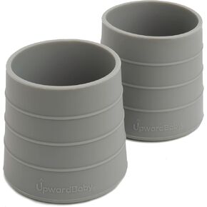 طقم أكواب سيليكون مكونة من قطعتين من UpwardBaby - كوب مفتوح للأطفال الانتقالي من الزجاجة + أكواب للأطفال الصغار سهلة الإمساك ومضادة للانسكاب لعمر سنة واحدة + كوب سيليكون مونتيسوري لمستلزمات الفطام للأطفال آمنة للاستخدام في غسالة الأطباق (أخضر) in Kuwait