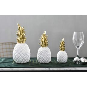 Resin Pineapple Figurine Room Decor, 3 pcs Faux Fruit Ornament Realistic Pineapple Props, Creative Pineapple Ornaments Crafts for Home Kitchen Wedding Photography Decor(White L, M, S) in Saudi Arabia