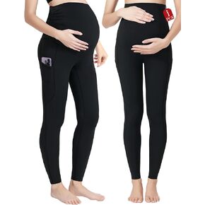 سراويل يوجا للنساء للحمل فوق البطن من Buauty، سراويل تمرين نشطة غير شفافة مع جيوب in Kuwait