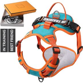 No Pull Dog Harness, Reflective Dog Vest Harness with Front & Back 2 Leash Clips, Oxford Pet Harness Adjustable Soft Padded Dog Vest with Easy Control Handle for Small Medium Large Dogs