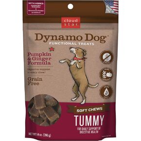Cloud Star Dynamo Dog Tummy Treats – Soft & Chewy Probiotics Support for Dogs (14 oz. Pumpkin and Ginger) (20212)