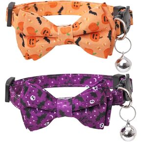 Christmas Cat Collar Halloween Thanksgiving Day Fall Breakaway with Cute Bow Tie and Bell for Kitty Adjustable Safety Plaid in Kuwait