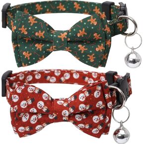 Christmas Cat Collar Breakaway with Cute Removable Bow Tie and Bell for Kitty Adjustable Safety in Saudi Arabia