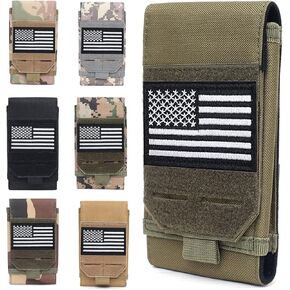 Upgrade 1000D Laser Cust Molle Phone Pouch, Heavy Duty Waterproof Samll Tactical Cell Phone Holder with US Flag Patch for 4.7"-6.7" Phone