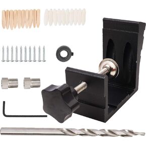 WISH HALLY WOOD Jig Accessories,black Pocket Hole Jig Kit 46pcs,Woodwork Guides Joint Angle Tool Carpentry Locator (Black)
