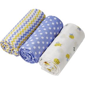 بطانيات قماط من الموسلين من DaysU للأطفال حديثي الولادة، بطانيات من الموسلين القطني المسامي للفتيات، مقاس كبير 47 بوصة × 47 بوصة، مجموعة من 3 قطع - وردي/زهري/هندسي in Kuwait