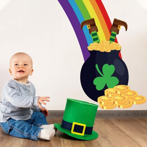ملصقات جدارية كبيرة من الورق المقوى بتصميم قوس قزح لعيد القديس باتريك بتصميم عبارة Happy St Pats لتزيين المنزل in Saudi Arabia