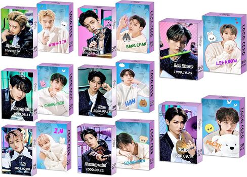 8 عبوات/240 قطعة من بطاقات ألبوم Stray-Kids الجديدة Lomo مجموعة بطاقات Kpop Stray-Kids Chang-Bin Felix Han Huyn-Jin Seng-min Lee Know I.N ألبوم صور منفرد واحد، بطاقات هدايا للمعجبين للبنين والبنات in Kuwait