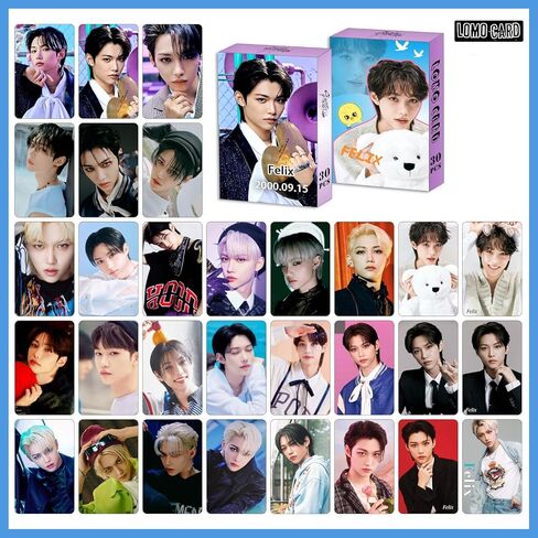 8 عبوات/240 قطعة من بطاقات ألبوم Stray-Kids الجديدة Lomo مجموعة بطاقات Kpop Stray-Kids Chang-Bin Felix Han Huyn-Jin Seng-min Lee Know I.N ألبوم صور منفرد واحد، بطاقات هدايا للمعجبين للبنين والبنات in Kuwait