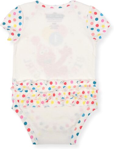 Sesame Street Baby Girl's Elmo Short Sleeve First Birthday Bodysuit Creeper, White in Saudi Arabia