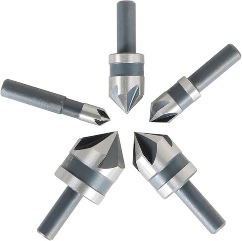 waltyotur 1/4-3/4 Inch HSS Countersink Drill Bit Set for Wood, Metal, Aluminum, Plastic 5 Pieces with Plastic Box in Kuwait