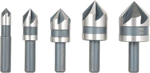 waltyotur 1/4-3/4 Inch HSS Countersink Drill Bit Set for Wood, Metal, Aluminum, Plastic 5 Pieces with Plastic Box in Kuwait