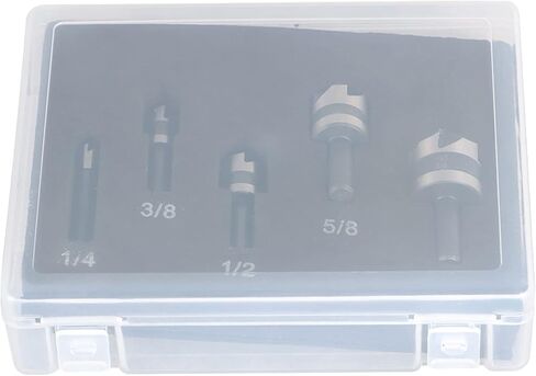 waltyotur 1/4-3/4 Inch HSS Countersink Drill Bit Set for Wood, Metal, Aluminum, Plastic 5 Pieces with Plastic Box in Kuwait