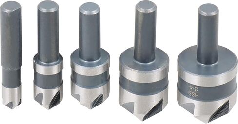 waltyotur 1/4-3/4 Inch HSS Countersink Drill Bit Set for Wood, Metal, Aluminum, Plastic 5 Pieces with Plastic Box in Kuwait